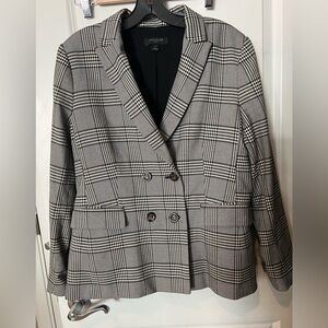 Ann Taylor Black and White Plaid Blazer